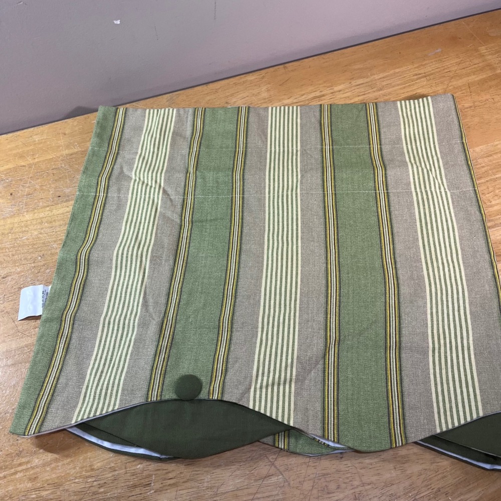Waverly Home Classics Green Striped Scalloped Double Valance 40x18